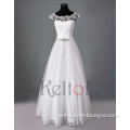 simple white ghana bridal wedding gown dress with lace collar and rhinestone belt